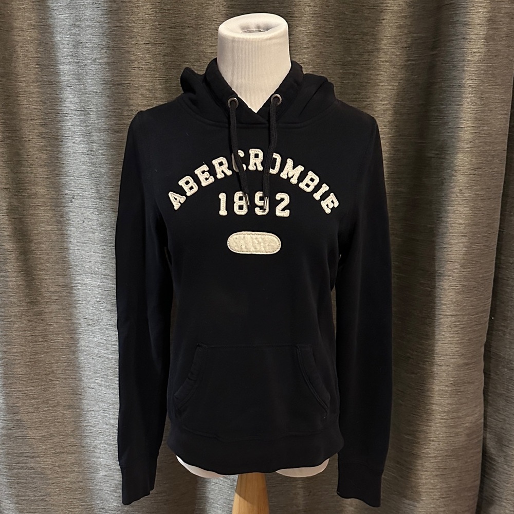 Abercrombie & Fitch Black/Navy Hoodie with White Logo
